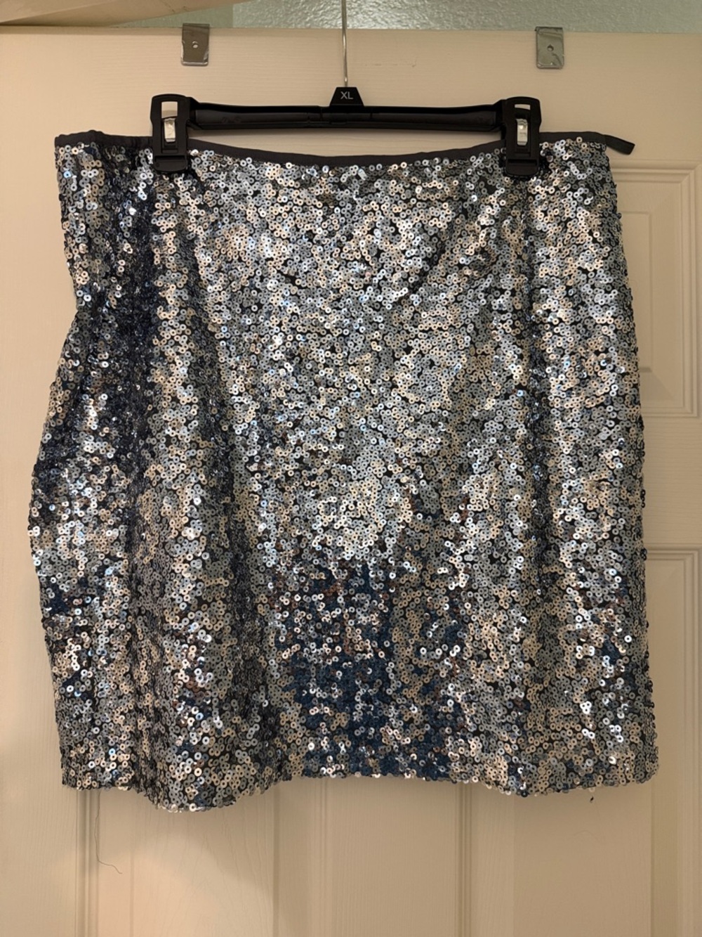 White House Black Market Silver Sequin Mini Skirt